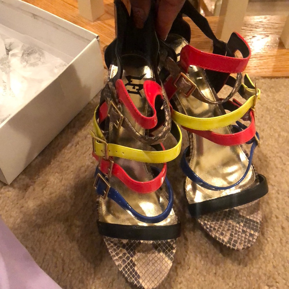 Multicolored Sandals With Platform Heel - image 4